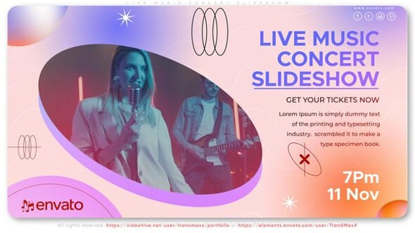 Dynamic Music Event Promotion Slideshow with Gradient Shapes, Openers ...