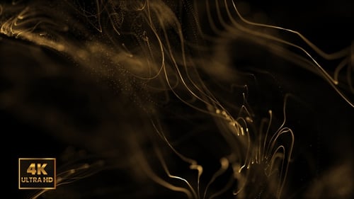 Dust Gold Particles, random motion of particles.On beatiful relaxing Background. Glittering Particle