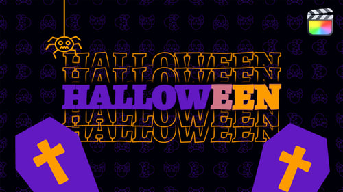 Spooky Halloween Title Intro with Animated Bats and Spiders