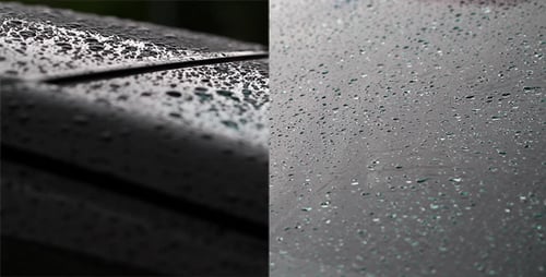 Rain Droplets Beading on a Shiny Surface