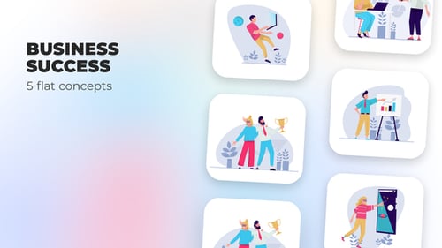 Éxito empresarial: conceptos planos