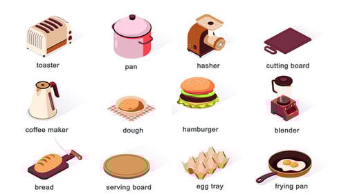 Kitchen items - Isometric Icons
