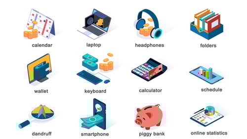 Contabilidad - Íconos isométricos
