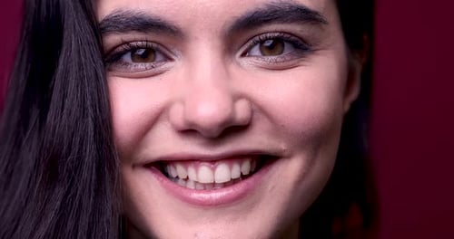 Smiling Young Woman Face Close Up