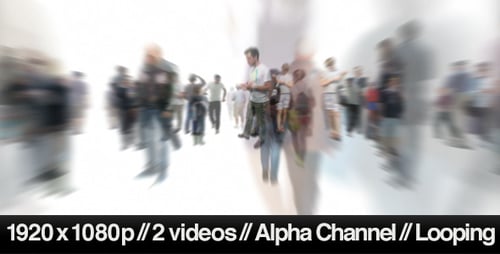 Abstract Blurred People Walking Crowd Loop with Alpha Channel