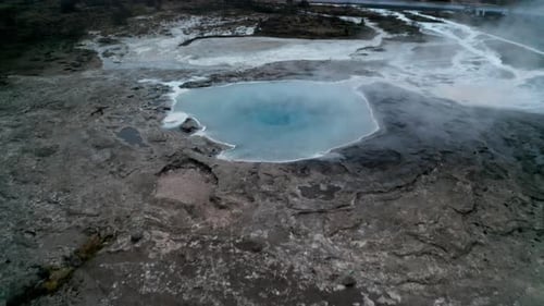 Drone Over Hot Thermal Pool