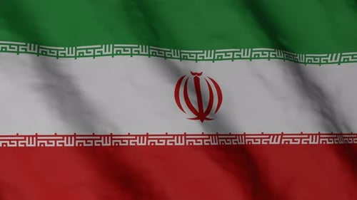 Iran National Flag Waving With Realistic Fabric Texture