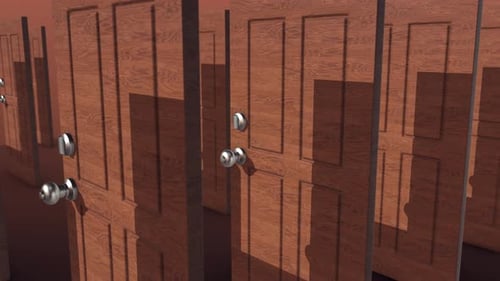 A Lot Of Wooden Doors In A Row 4k