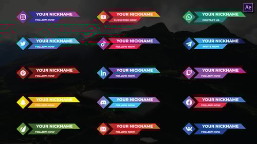 Modern Animated Social Media Lower Thirds with Customizable Colorful Gradients