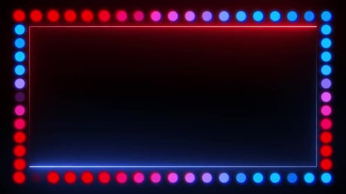 Vibrant Neon Frame and Blinking Lights Background