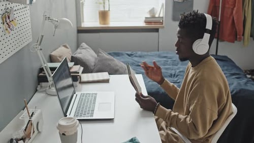 Man Learning Remotely from Home