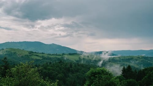 Time Lapse of a Mountain Landscape in the Fog