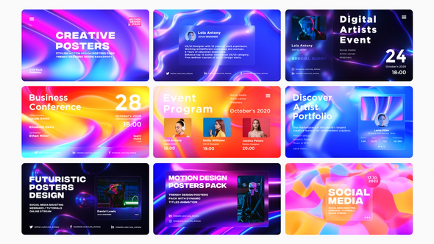 Motion Design Posters Pack V.01, Elements ft. backgrounds & motion ...