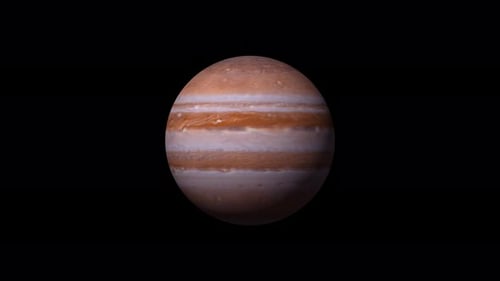 3D Realistischer gedrehter Jupiterplanet auf schwarzem Hintergrund