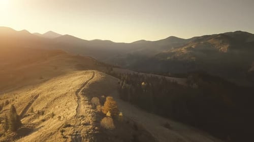 Golden Hour over Rolling Mountain Hills