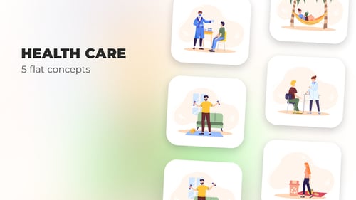 Animated Flat Design Health & Wellness Concept Scenes