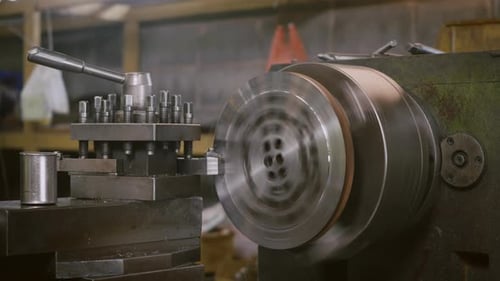 Machine Performs Metal Work Close Up
