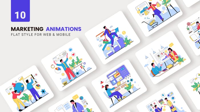 Flat Design Digital Marketing Animated Explainer Toolkit, Openers ft ...