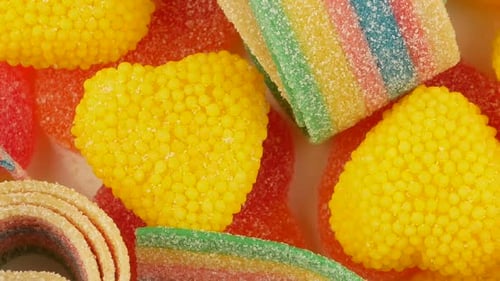 Colorful Sugary Gummy Candies Close Up