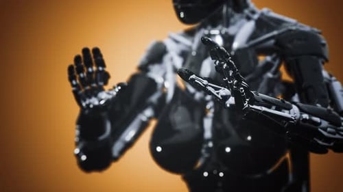 Futuristic Robot with Bionic Hands and Advanced Technology Animation