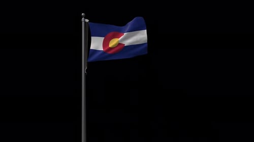 Animated Colorado State Flag Waving on a Pole