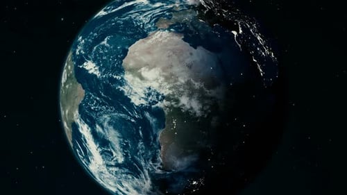 Realistic Earth Rotation from Space with Clouds and City Lights