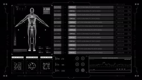 Futuristic medical UI HUD Head up display screen 3d render