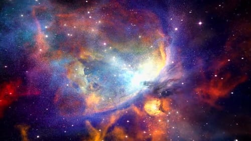 Colorful Abstract Space Nebula with Twinkling Stars