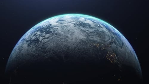 Beautiful Planet Earth Rotating in Deep Space Animation