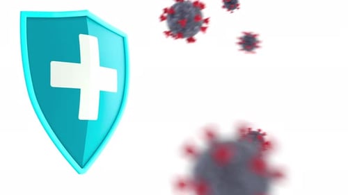 Medical Shield with Cross Deflecting Viruses Animation