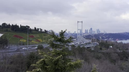 Luftaufnahme der Istanbuler Bosporus-Brücke