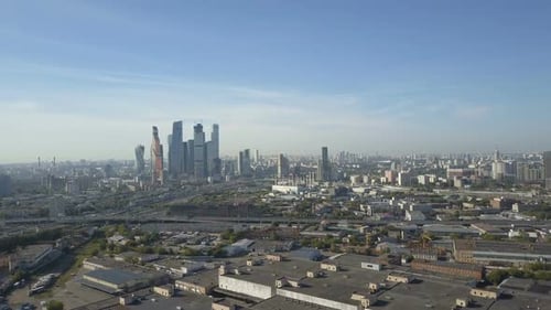 Moscow City Skyscrapers, Aerial View. Office Business Center of Moscow City. Towers of Moscow City.