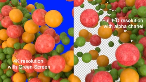 Mixed Fruits Falling Down Transition with Alpha Channel