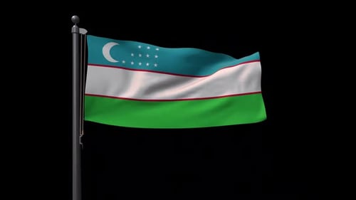 Waving Uzbekistan Flag Animation On Transparent Background