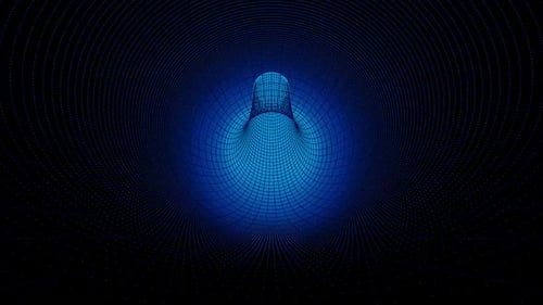 Futuristic Digital Wireframe Tunnel Background Loop
