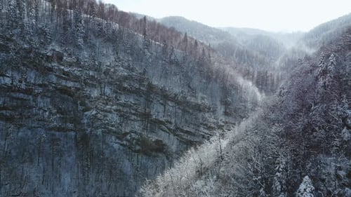 Beautiful Aerial View of Snowy Mountain Landscape