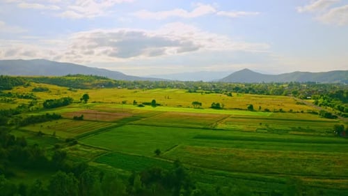 Aerial View Colored Rural Landscape
