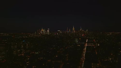 Aerial View of Illuminated City at Night