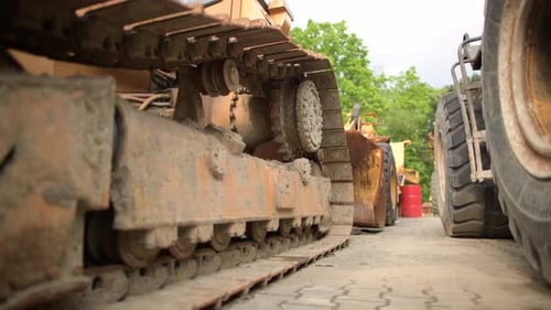 Heavy Duty Construction Equipment on a Lot.
