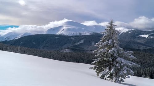 Time Lapse of Flowing Clouds on the Sky in Winter