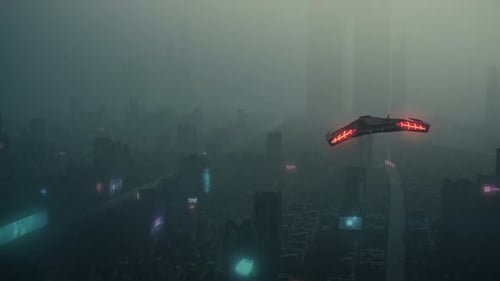 3D City of the future foggy