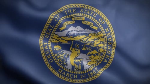Great Seal of Nebraska Waving Flag Realistic Loop