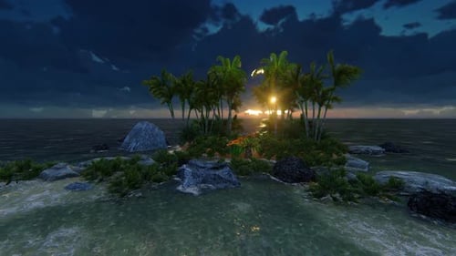 Panorama Of Desert Island Sunset