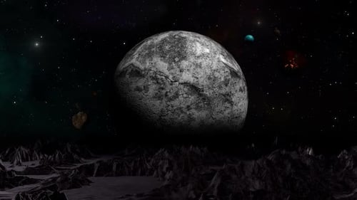 Animated Space Background with Barren Planet and Stars