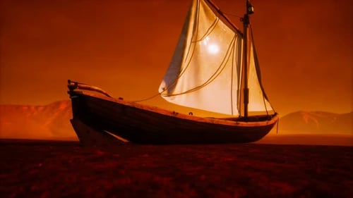 Bateau de pêche ou de pêcheur abandonné dans le désert