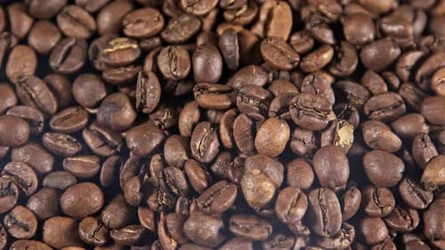 Roasted Coffee Beans Glistening Close Up