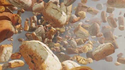 Assortment of Fresh Baked Goods Floating Animation