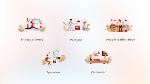 Modern Health and Wellness Flat Design Scene Cards