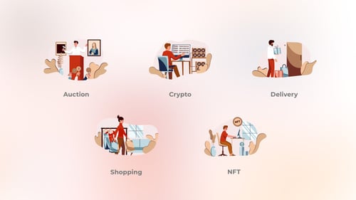 Shopping - Cartoon card illustration