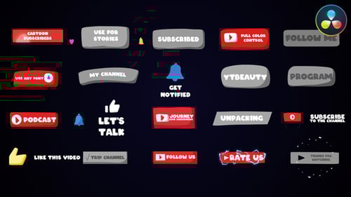 Cartoon Social Media Subscribers for DaVinci Resolve